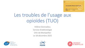 Les Troubles De L'usage Aux Opioïde Pr Hélène Donnadieu (Service D'addictologie Chu Montpellier)