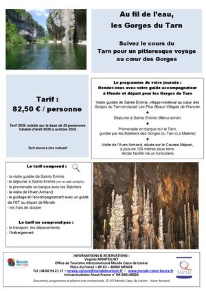 Excursion à la journée pour les groupe : "Les Gorges du Tarn"