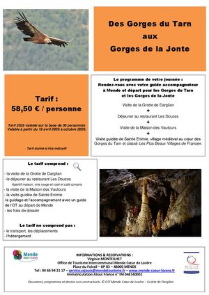 Journée excursion Groupe : "Gorges Du Tarn & Jonte"