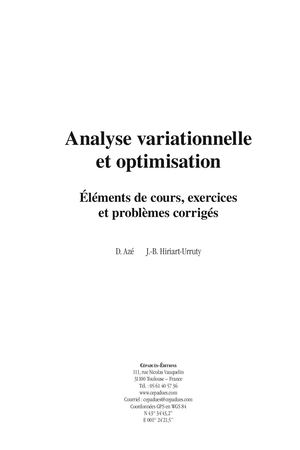 Extrait 2240 Analyse variationnelle et optimisation