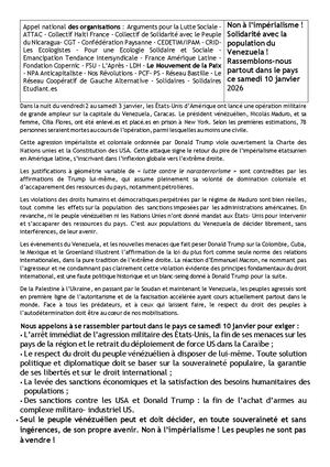 Cp Unitaire Solidarite Venezuela 10 Janvier 2026
