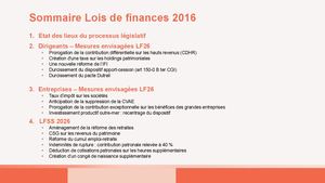 Support Loi de Finances janvier 2026