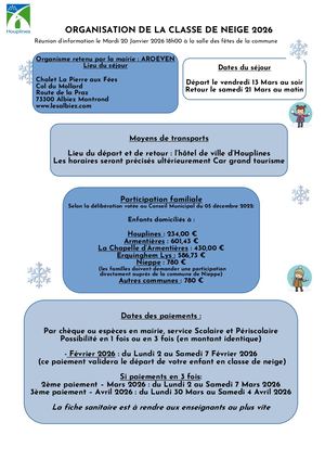 Classe De Neige 2026 Circulaire Parents