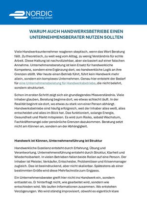 UnternehmensberWarum auch Handwerksbetriebe einen Unternehmensberater nutzen solltenatung Handwerk