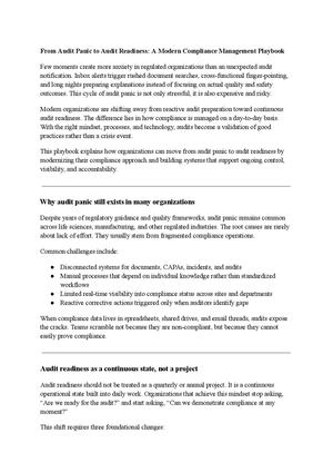 From Audit Panic To Audit Readiness A Modern Compliance Management Playbook