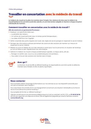 Travailler En Concertation Avec Le Médecin Du Travail