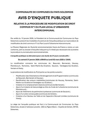 Avis Enquete Publique Modification Du Plui