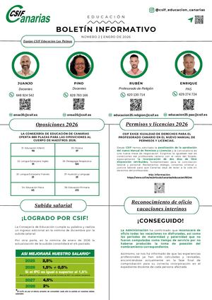 Boletín Informativo Csif Educación Las Palmas (Enero 2026)