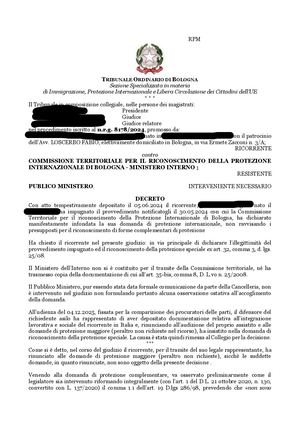 Avv Fabio Loscerbo Protezione Complementare Tribunale Di Bologna 5 Dicembre 2025