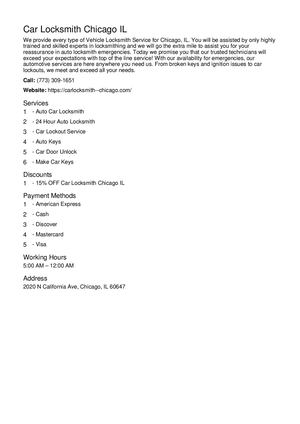 Car Locksmith Chicago Il