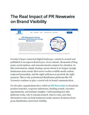 The Real Impact Of Pr Newswire On Brand Visibility