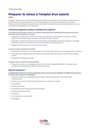 Preparer Retour Emploi 2026