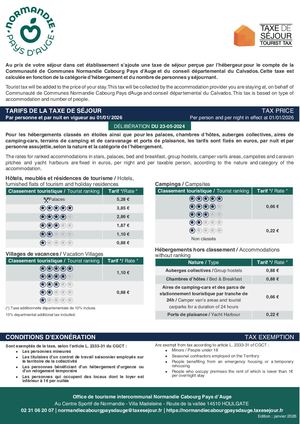 Affiche Des Tarifs Fixes Provisoire Au 01 01 2026