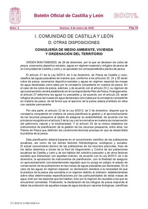Castilla y León - Orden de vedas de pesca continental