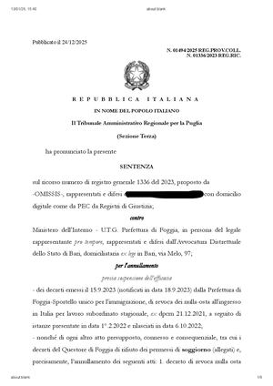 Avv Fabio Loscerbo Tar Puglia 13 Gennaio 2026