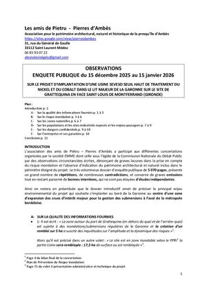Observations Enquête Publique projet EMME
