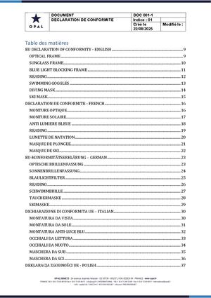 Déclaration de conformité - Declaration of conformity