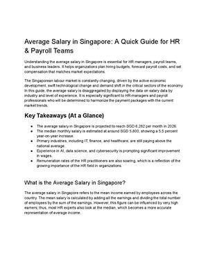 Average Salary In Singapore 2026