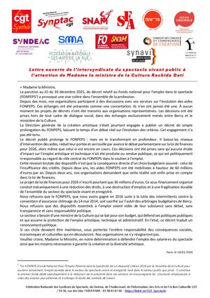 Lettre Ouverte Intersyndicale 14012026