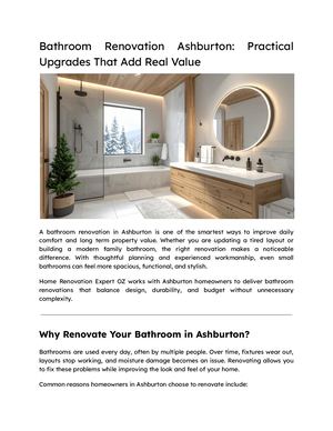 Bathroom Renovation Ashburton Practical Upgrades That Add Real Value