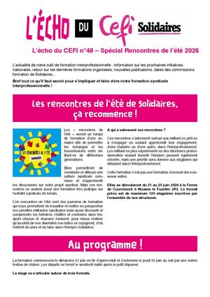 Echo Du Cefi Spécial Rencontres De L'été 2026