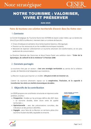Note stratégique « Notre tourisme : valoriser, vivre et préserver » - juin 2025