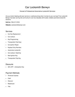 Car Locksmith Berwyn