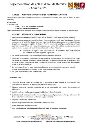 Réglementation pêche 2026 des plans d'eau de Rumilly