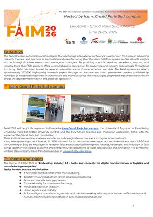 [FAIM 2026] Call For Papers