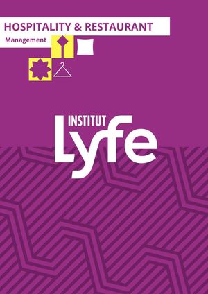 Brochure Institut Lyfe - Bachelor Hôtellerie-Restauration - FR