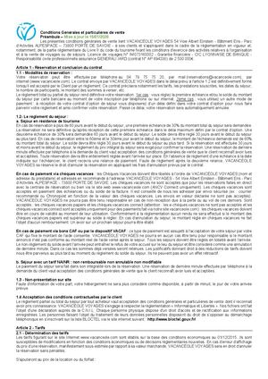 Conditions Générales Et Particulières De Vente