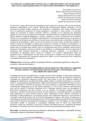 El Papel De La Formación Continua En La Adopción Crítica De Tecnologías Educativas