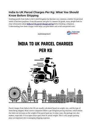 India to UK parcel charges per kg