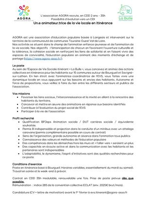 CDD Animation Evs La Bulle