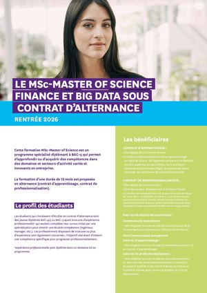 Fiche Alternance MSc-Master of Science Finance et Big Data