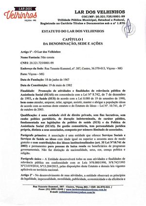 Estatuto Social Lar Dos Velhinhos 2025