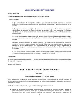 Ley De Servicios Internacionales Doc Ley De Servicios Internacionales