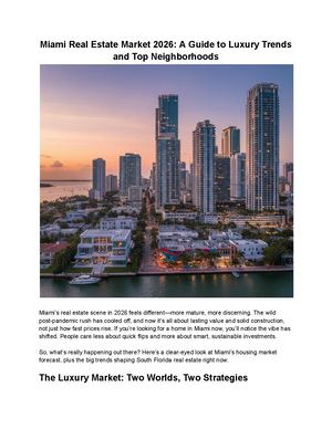 Miami Real Estate Market 2026 A Guide To Luxury Trends And Top Neighborhoods