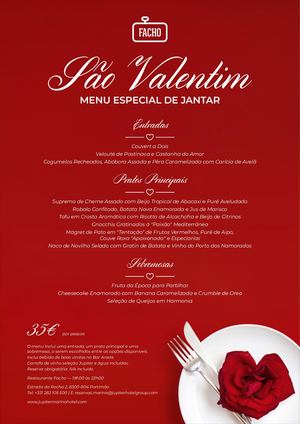 Menu São Valentim Jupiter Marina Hotel