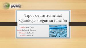 Tipos De Instrumental Quirúrgico Según Su Función
