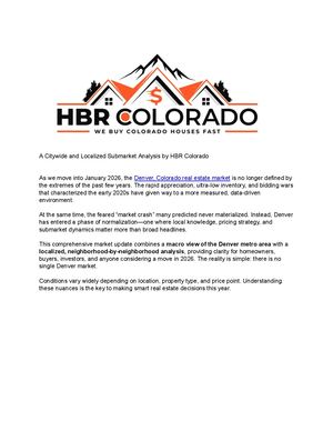 Denver, Co January 2026 Real Estate Market Update