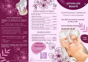 Tarifs prestations Esthelles Beauté, esthéticienne à domicile Evreux