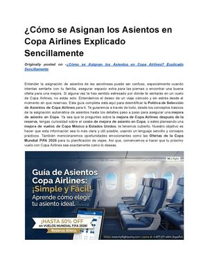 ¿Cómo Se Asignan Los Asientos En Copa Airlines Explicado Sencillamente