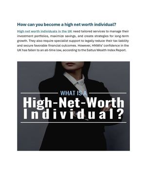 How Can You Become A High Net Worth Individual
