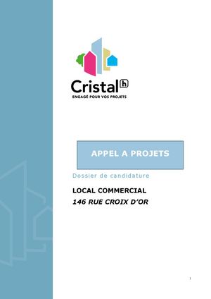 Candidature et fiche de Commercialisation - 146 rue Croix d'Or
