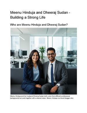 Meenu Hinduja And Dheeraj Sudan Building A Strong Life