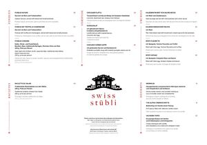 The Alpina Gstaad Menu Swiss Stübli