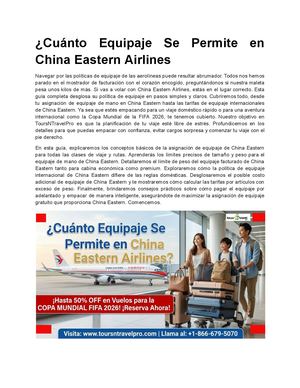 ¿Cuánto Equipaje Se Permite En China Eastern Airlines