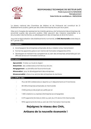 Offre Responsable Technique De Secteur Coutances