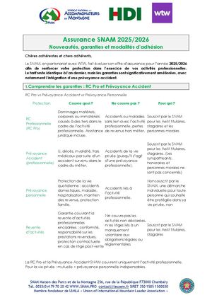 Evolution de l'assurance du SNAM